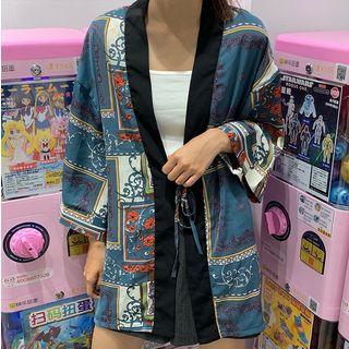 Printed 3/4-sleeve Light Jacket As Shown In Figure - One Size