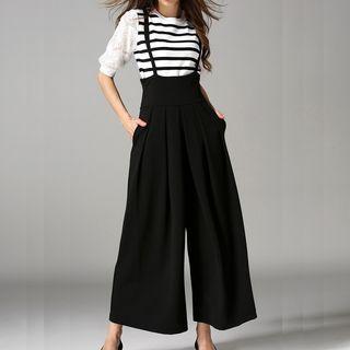 Plain Spaghetti Strap Wide Leg Pants