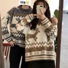 Couple Matching Deer Patterned Sweater