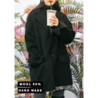 Notched-lapel Wool Blend Short Coat