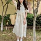 Short-sleeve Dotted Dress Almond - One Size