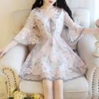 3/4-sleeve / Sleeveless Floral A-line Dress