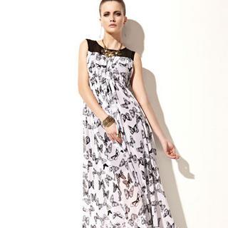 Sleeveless Butterfly Print Maxi Dress