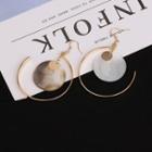 Scallop Disc Hoop Earring 7104 - Gold Circle - Silver - One Size