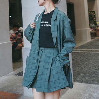 Set: Check Blazer + High-waist Shorts
