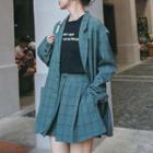 Set: Check Blazer + High-waist Shorts