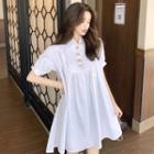 Puff-sleeve Loose-fit Shirtdress White - One Size