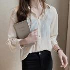 Loose Fit Striped Chiffon Shirt