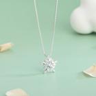 925 Sterling Silver Rhinestone Snowflake Pendant Necklace Ns454 - Silver - One Size