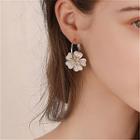 Flower Faux Crystal Alloy Dangle Earring 1 Pair - S925 Silver Needle - White Flower - Gold - One Size