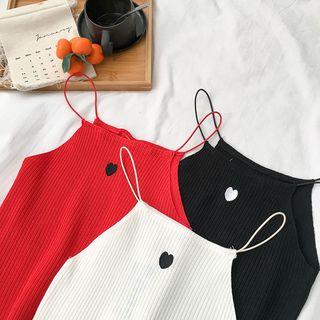 Heart Embroidered Knit Cami Top