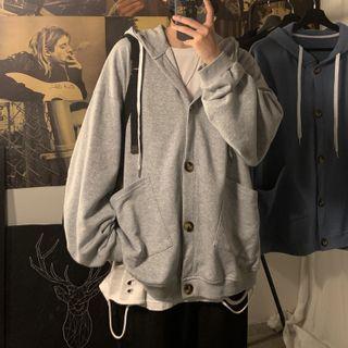 Long Sleeve Oversized Plain Hooded Jacket