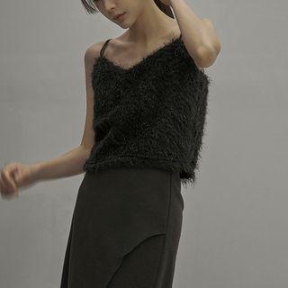 Spaghetti-strap Furry Top