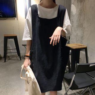Pocket Detail Pinafore Dress Black - One Size