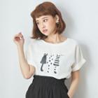 Print Fold-up Sleeve Top