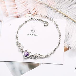 Rhinestone Flying Heart Bracelet As Shown In Figure - One Size