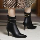 Faux Leather High Heel Short Boots