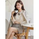 Tweed Set: Fringed Jacket + Flap Miniskirt