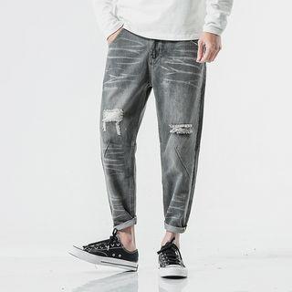 Cropped Washed Baggy Jeans