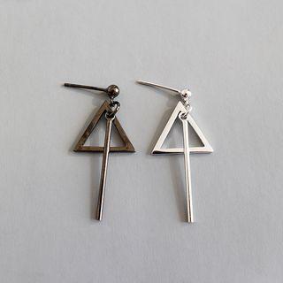 925 Sterling Silver Triangle & Bar Dangle Earring