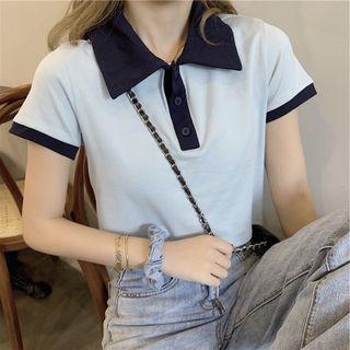 Short-sleeve Two-tone Polo-shirt