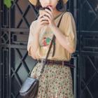 Short-sleeve Print T-shirt Dark Khaki - One Size