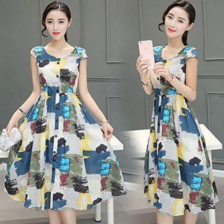 Printed Midi A-line Dress