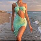 Asymmetrical Sleeveless Knotted Cutout Bodycon Dress