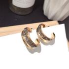 Beaded Hoop Earring 1 Pair - Silver Pin - Gold - One Size