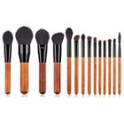 Set Of 14: Makeup Brush T-14-010 - 14 Pcs - Wood Handle - Glossy Black - One Size