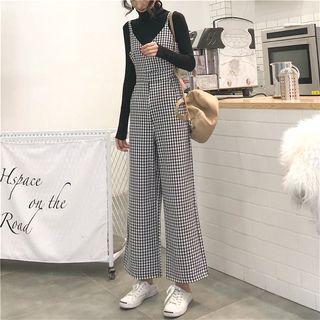 Houndstooth High-waist Jumpsuit
