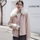 Faux Fur Trim Button Jacket