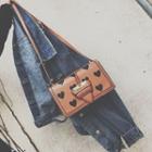 Faux-leather Heart Printed Cross Bag