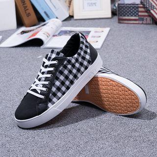 Plaid Canvas Lace-up Sneakers