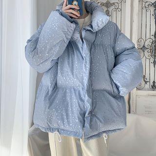 Stand-collar Dotted Padded Jacket