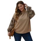 Leopard Print-sleeve Sweater