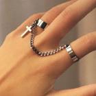 Cross Chained 2 In 1 Alloy Open Ring