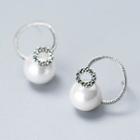 925 Sterling Silver Faux Pearl Circle Earring