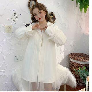Sheer Panel Button Coat