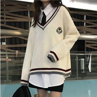 Neck Tie Shirt / V-neck Sweater