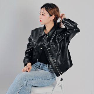 [lovb] Pleather Trucker Jacket