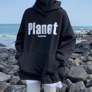 Lettering Turtle Neck Hoodie