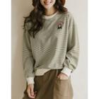 Embroidered Boxy-fit Striped Sweatshirt