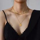 Layered Round Necklace Golden - One Size