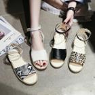 Patterened Open Toe Ankle Strap Espadrille Sandals