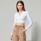Eco-friendly Long-sleeve Button-up Crop Top
