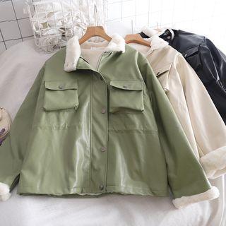 Fleece-lined Button Zip Jacket