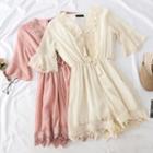 Lace Trim Short-sleeve Playsuit