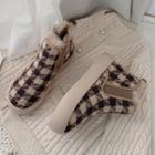 Fluffy-lined Plaid Snow Boots