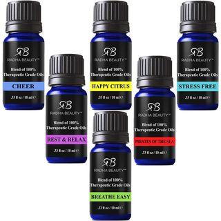 Set Of 6: Aromatherapy Synergy Essential Oil Blends Set 6pcs X 10ml (0.33 Fl Oz)